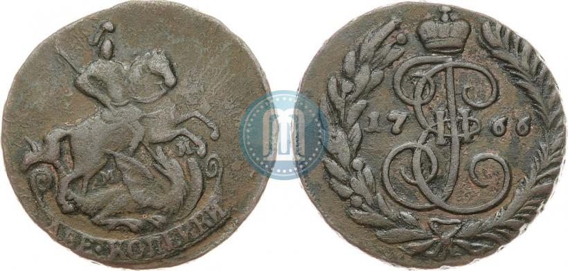 Фото 2 копейки 1766 года ММ 