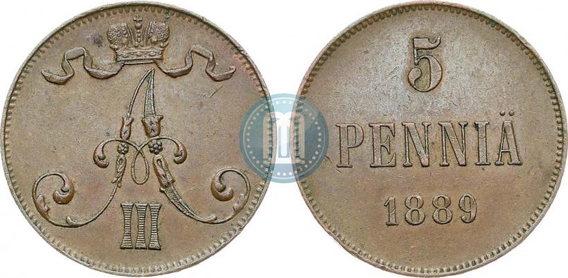 Picture 5 pennia 1889 year  