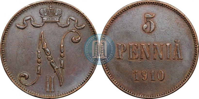 Picture 5 pennia 1910 year  
