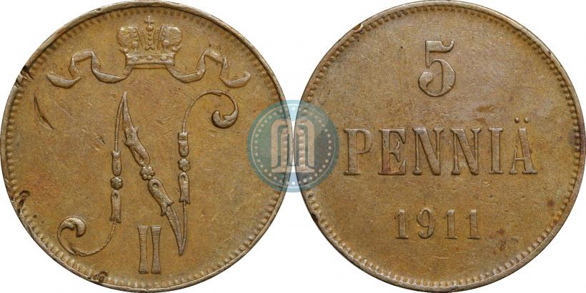Picture 5 pennia 1911 year  