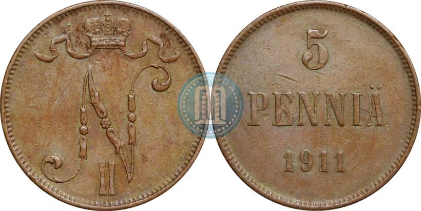 Picture 5 pennia 1911 year  