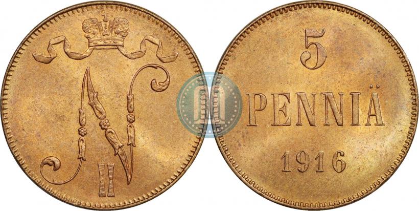 Picture 5 pennia 1916 year  