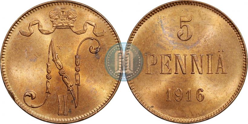 Picture 5 pennia 1916 year  