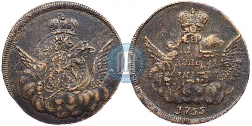 Picture 1 kopeck 1755 year  