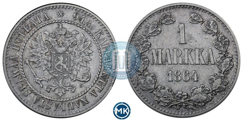 Picture 1 markka 1864 year S 