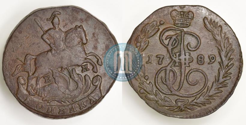 Picture 1 kopeck 1789 year ЕМ 
