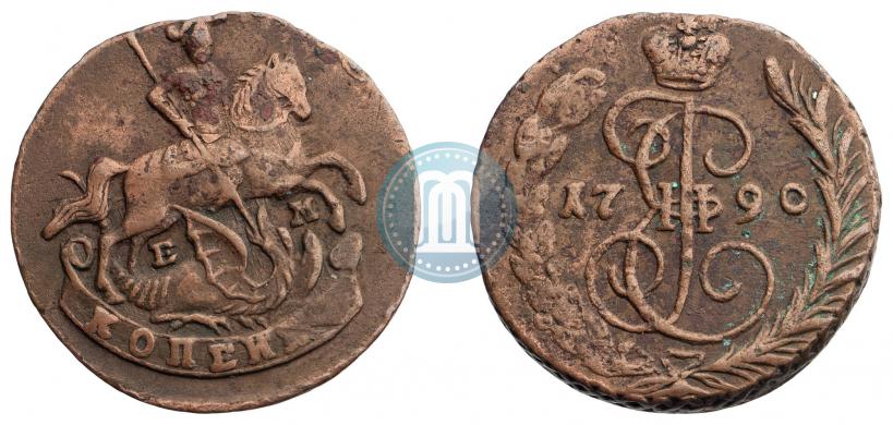Picture 1 kopeck 1790 year ЕМ 