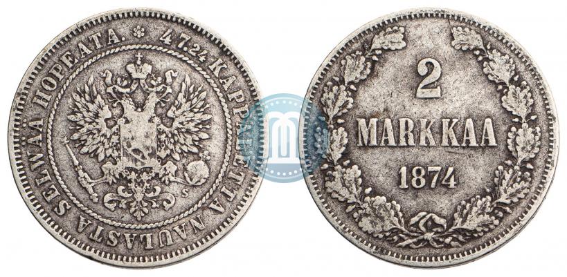 Picture 2 markkaa 1874 year S 