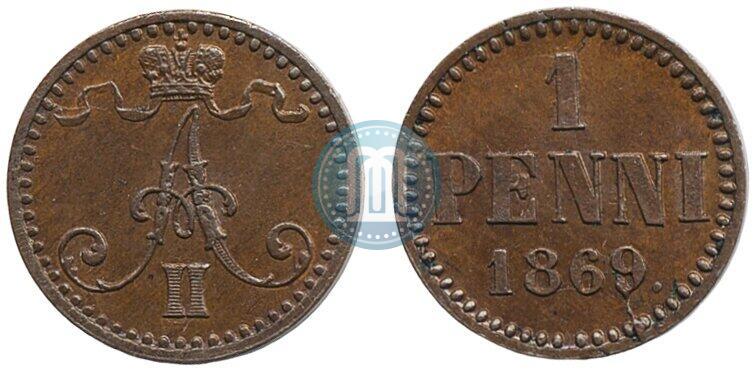 Фото 1 пенни 1869 года  